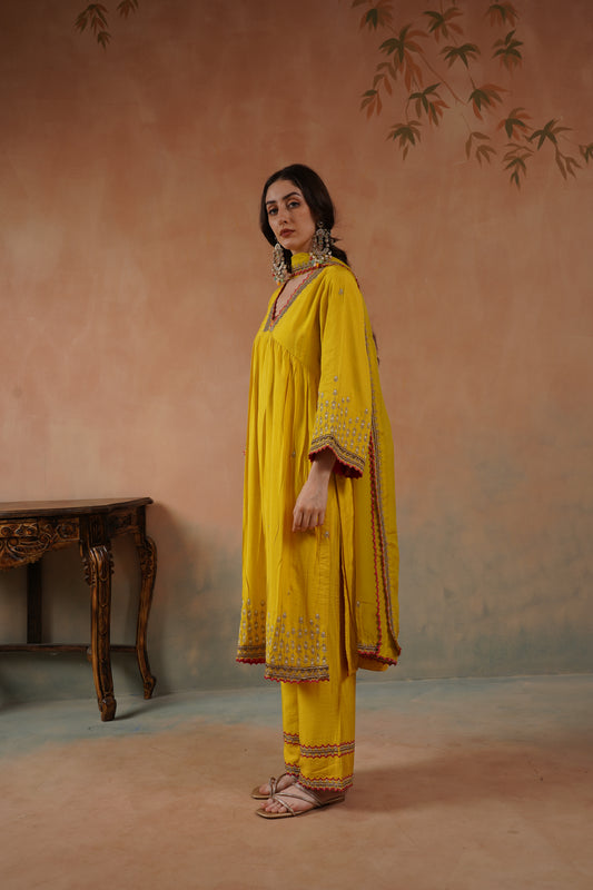 Yellow Embroidered Suit