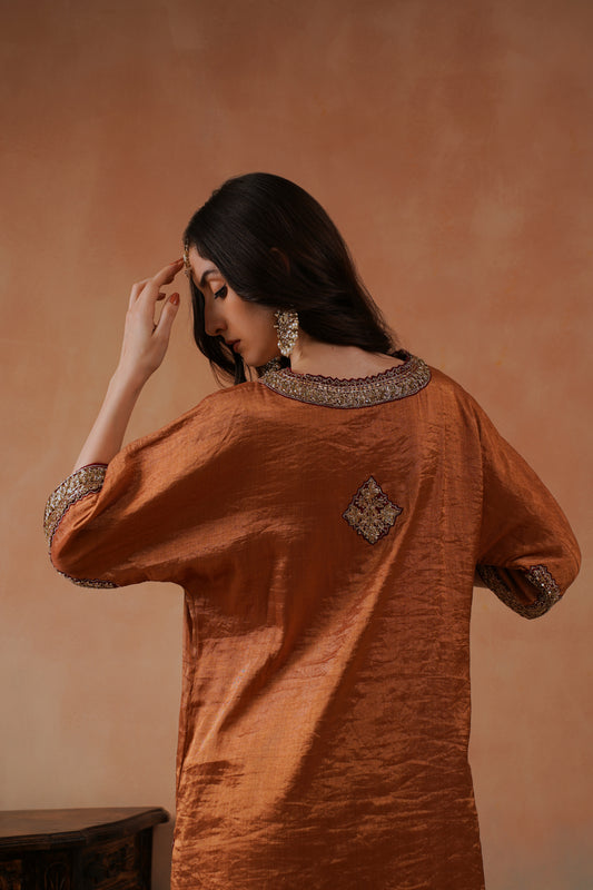 Rust Raw Silk Suit