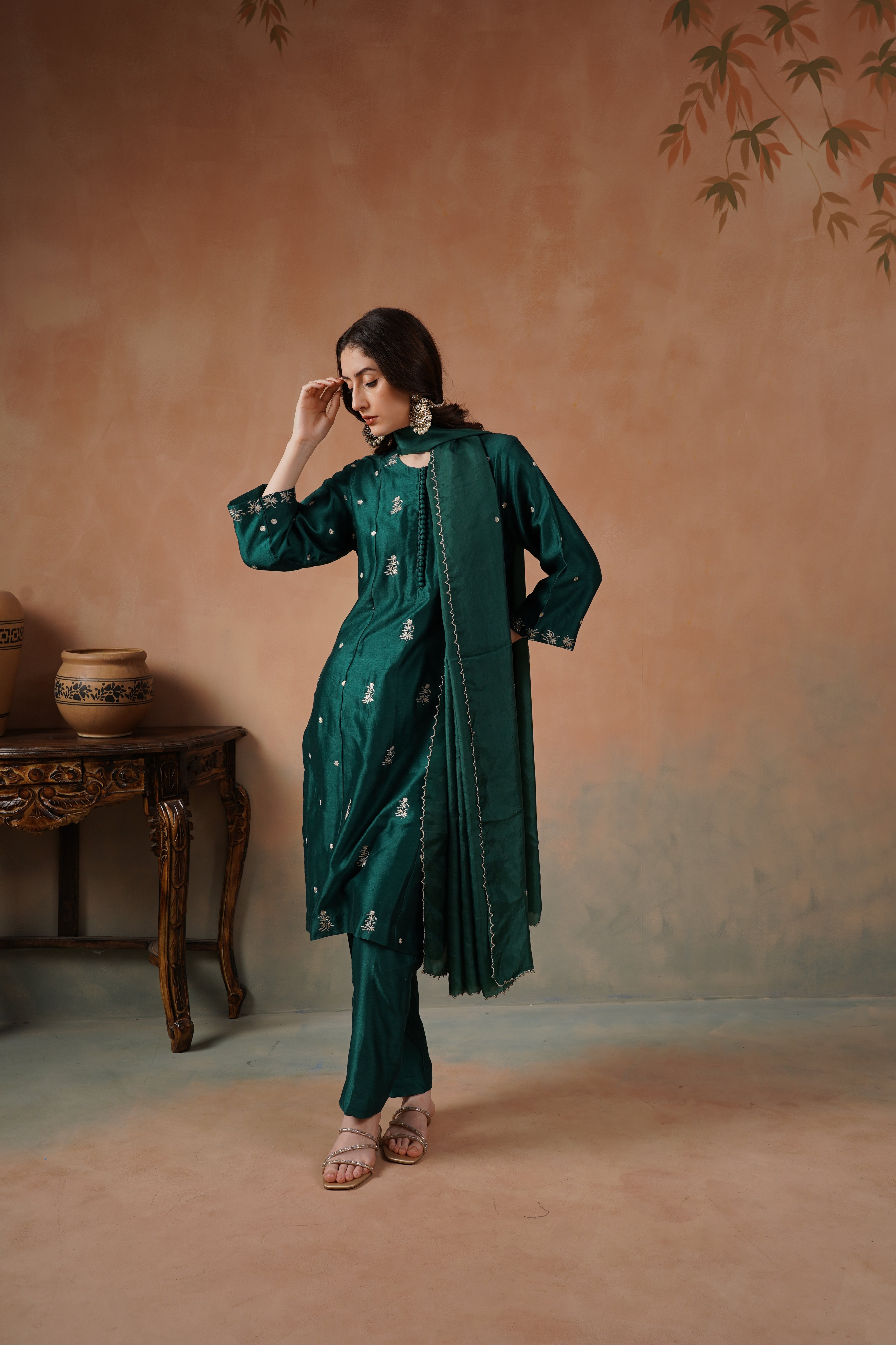 Emerald Embroidered Suit Set