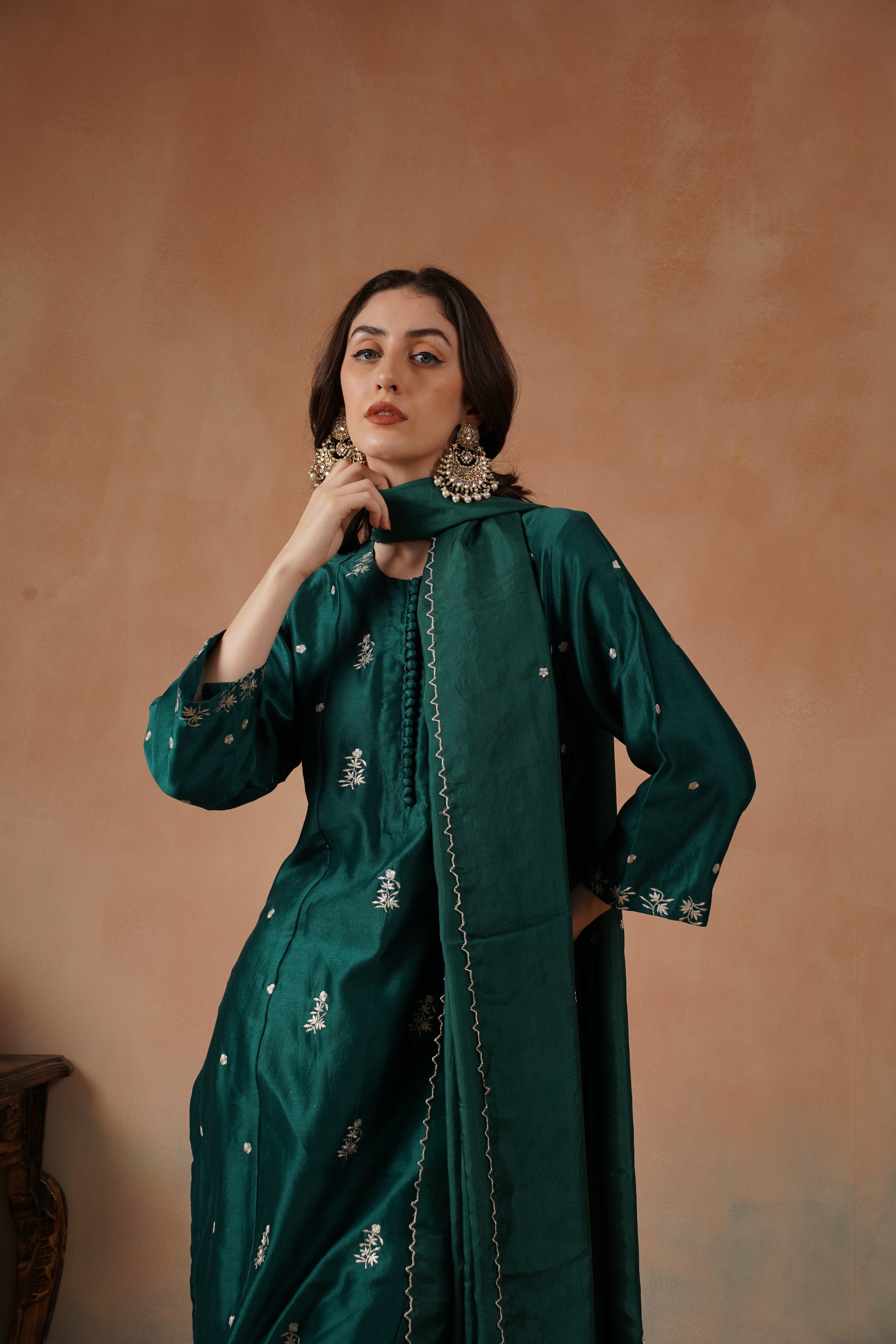 Emerald Embroidered Suit Set