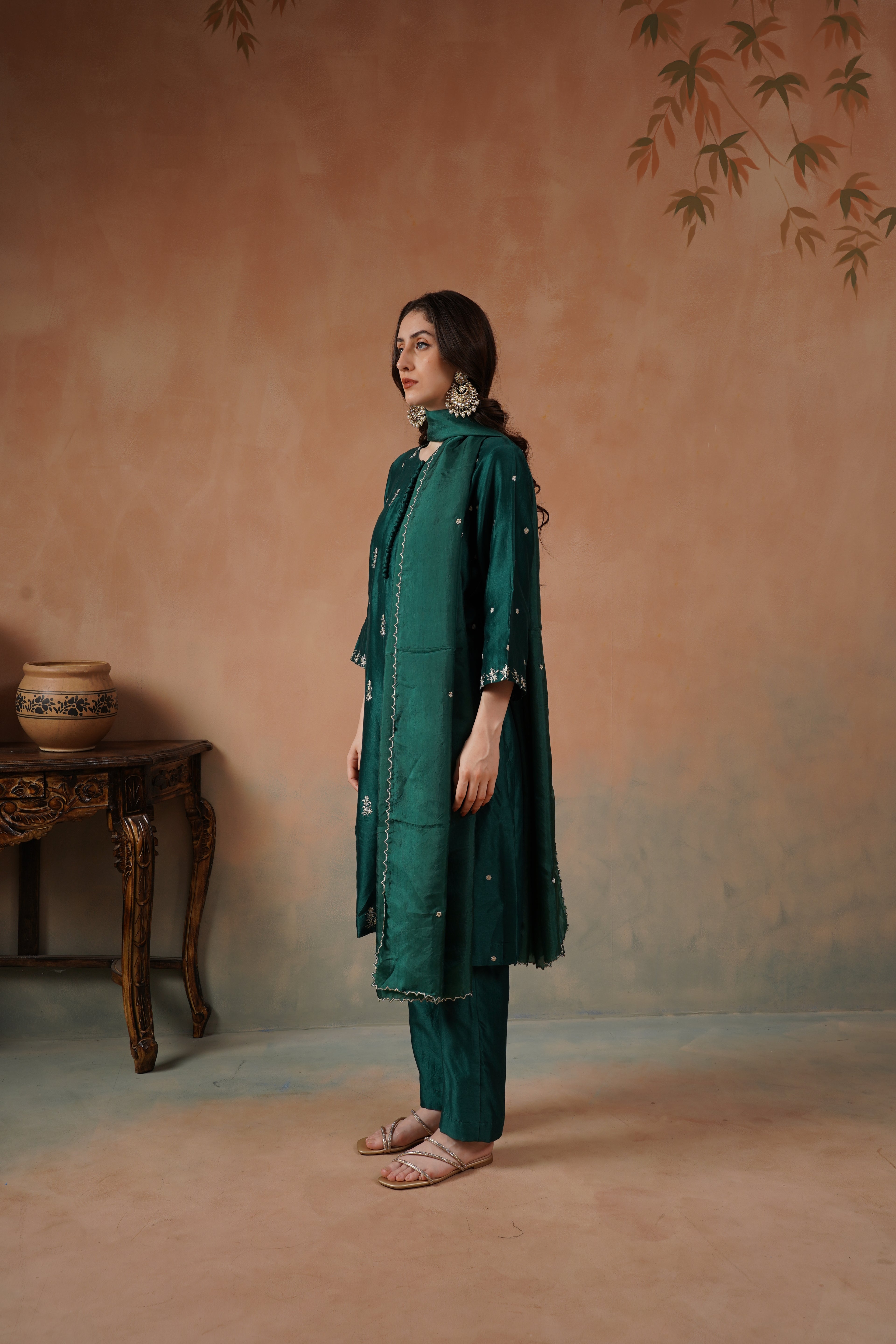 Emerald Embroidered Suit Set