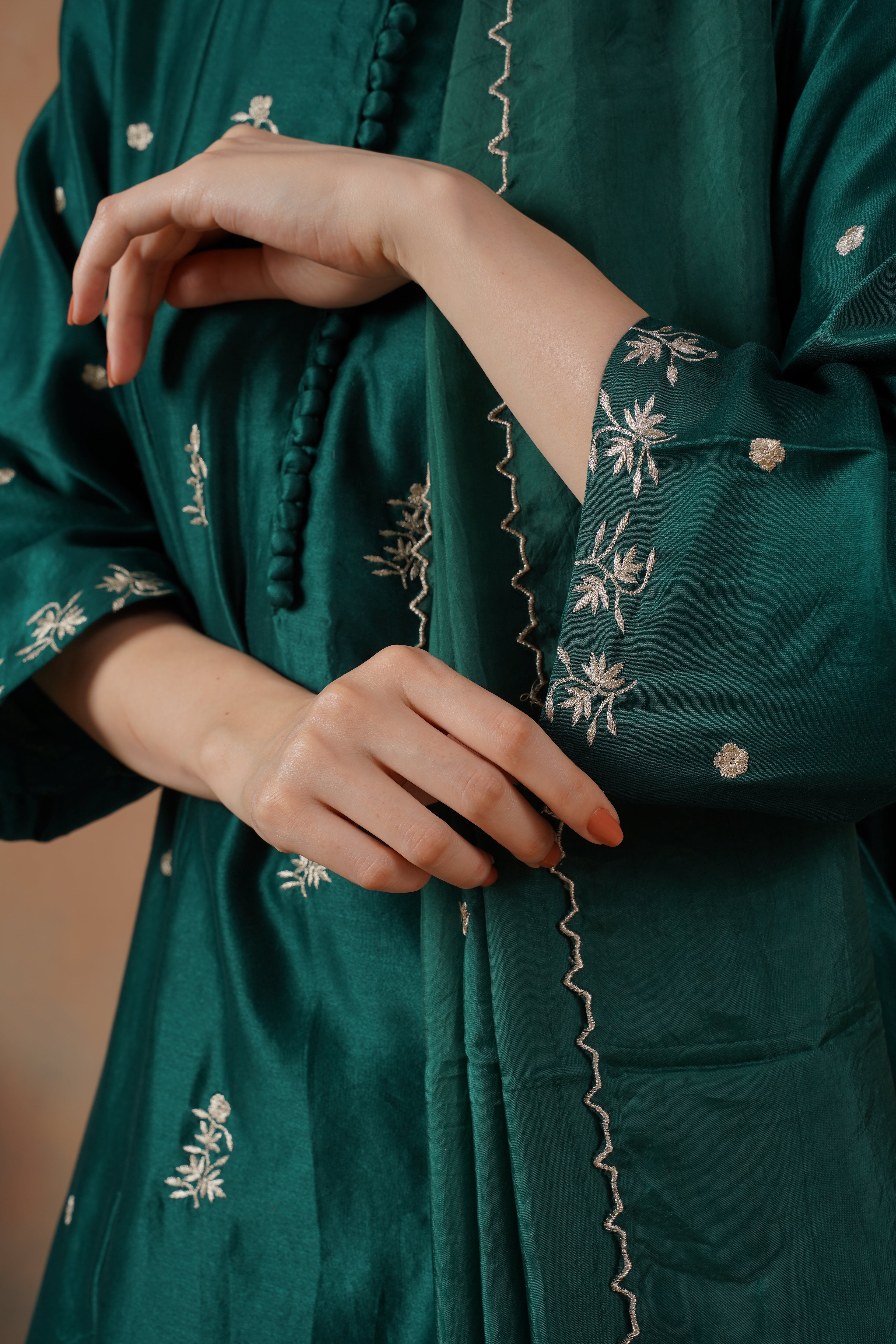 Emerald Embroidered Suit Set