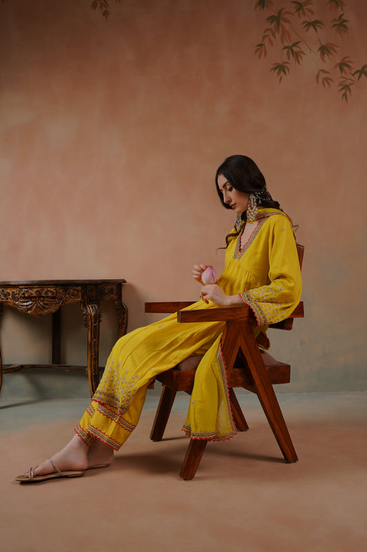 Yellow Embroidered Suit