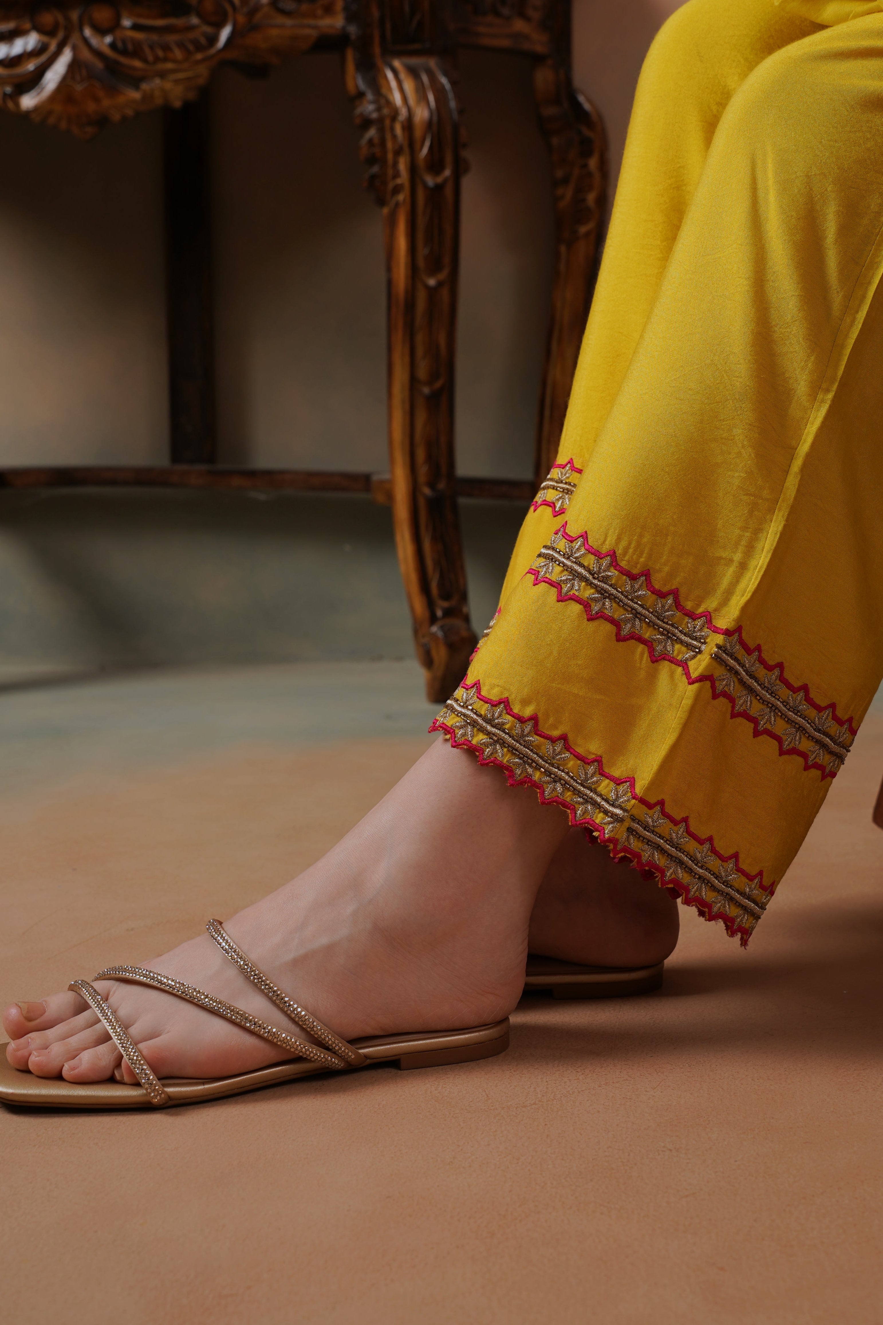 Yellow Embroidered Suit Set