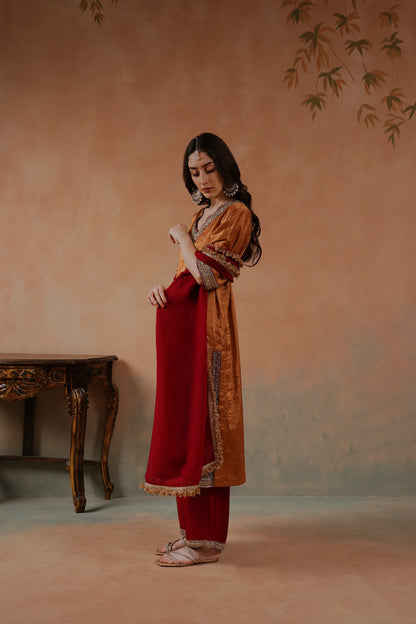 Rust Raw Silk Suit