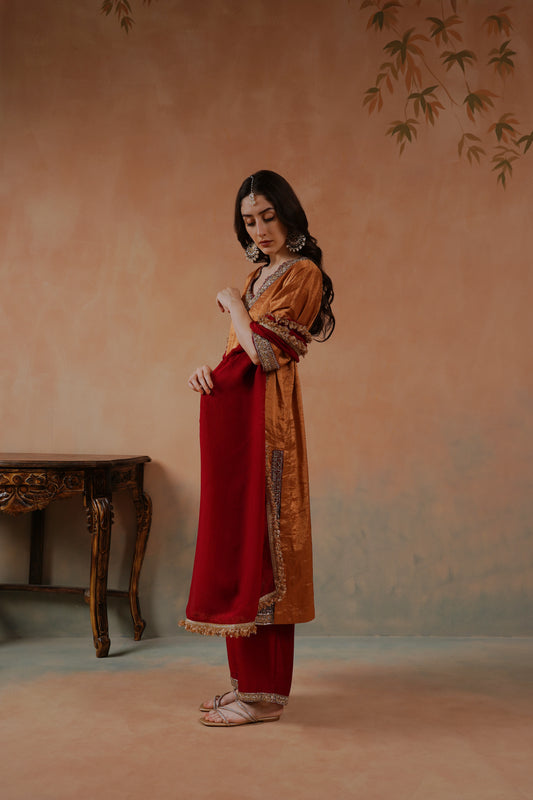 Rust Raw Silk Suit
