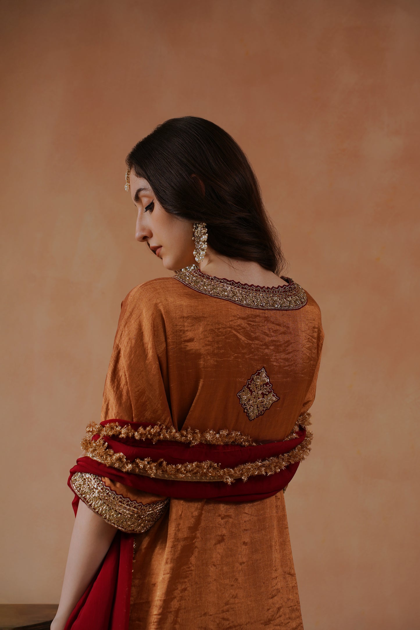 Rust Raw Silk Suit