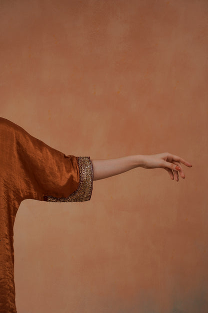 Rust Raw Silk Suit
