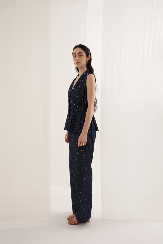 Denim Bloom Elastic Co-ord Set