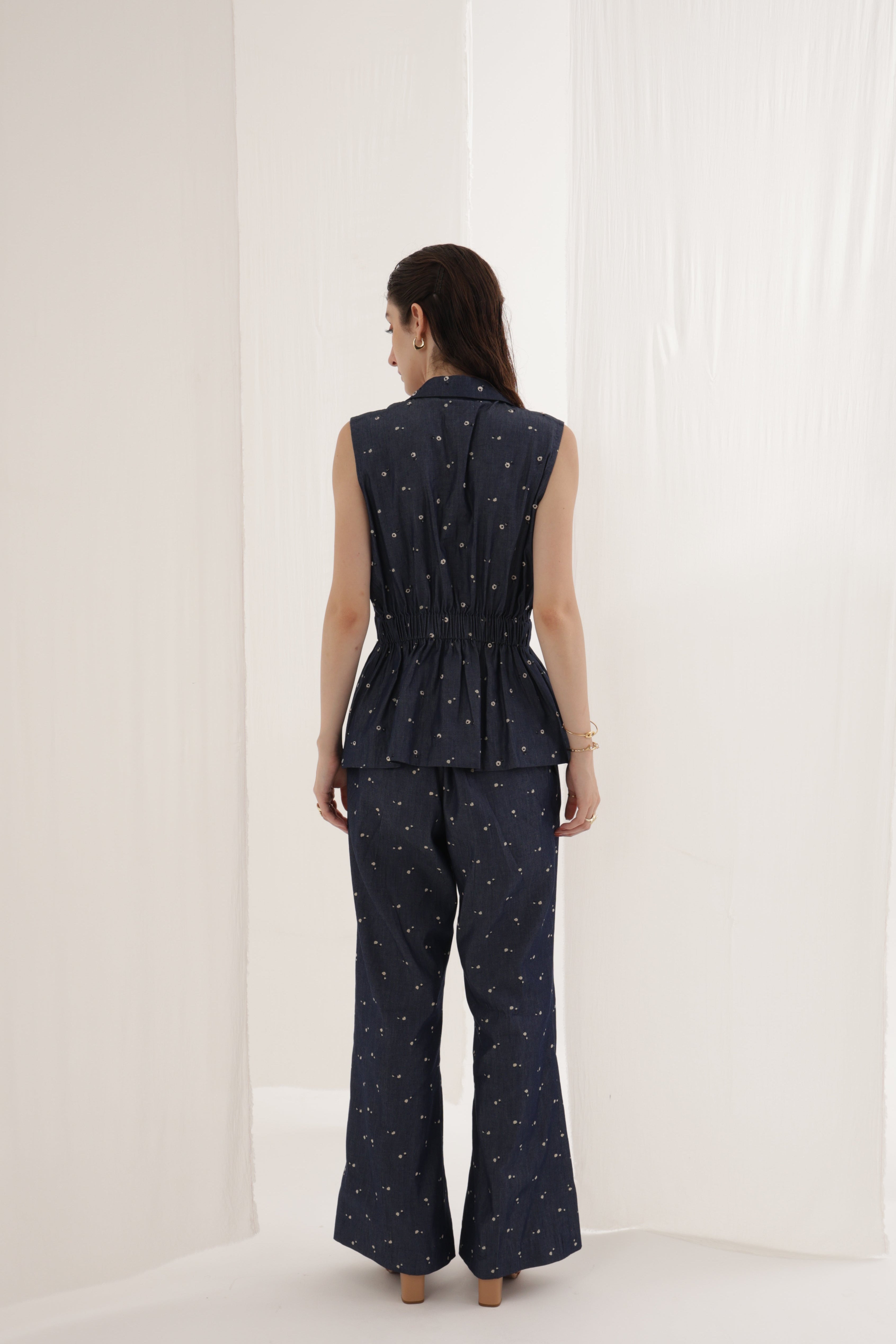 Denim Bloom Elastic Co-ord Set