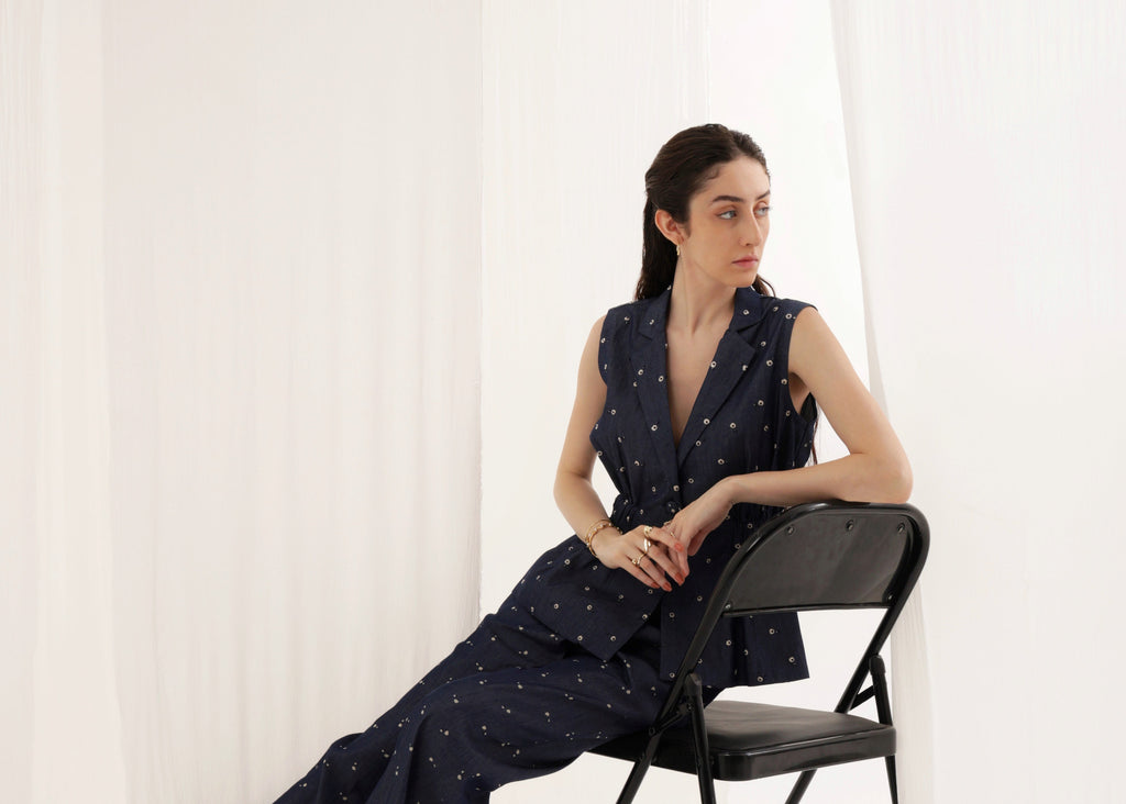 Denim Bloom Elastic Co-ord Set