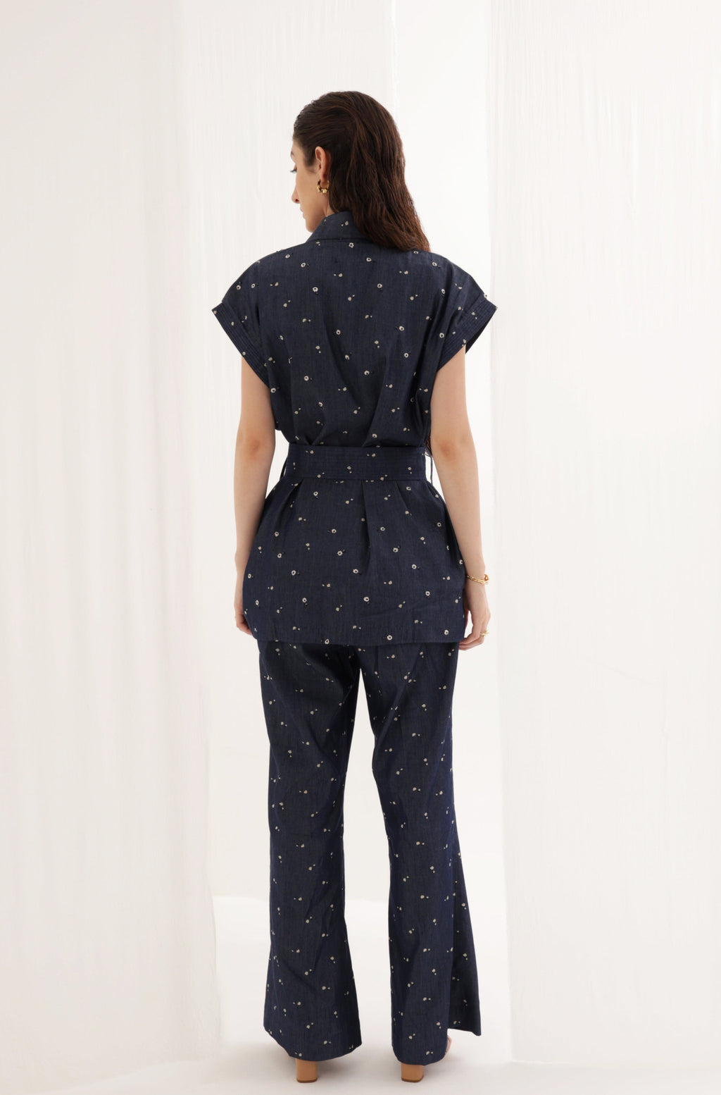 Denim Bloom Belted Co-ord Set