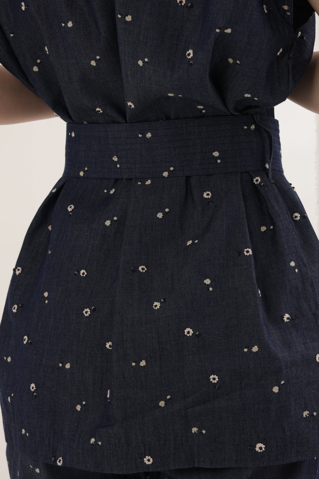 Denim Bloom Belted Co-ord Set
