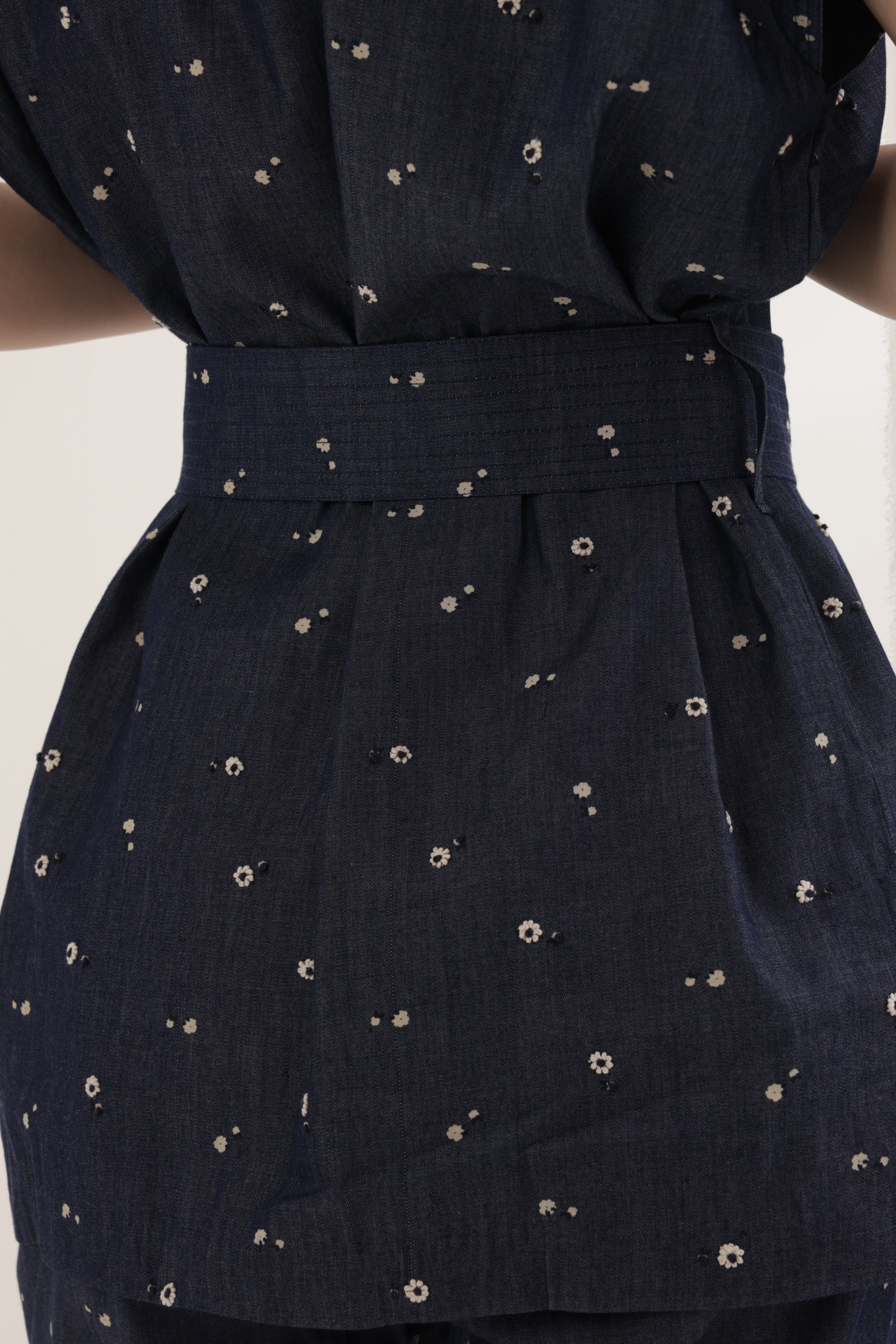 Denim Bloom Belted Co-ord Set