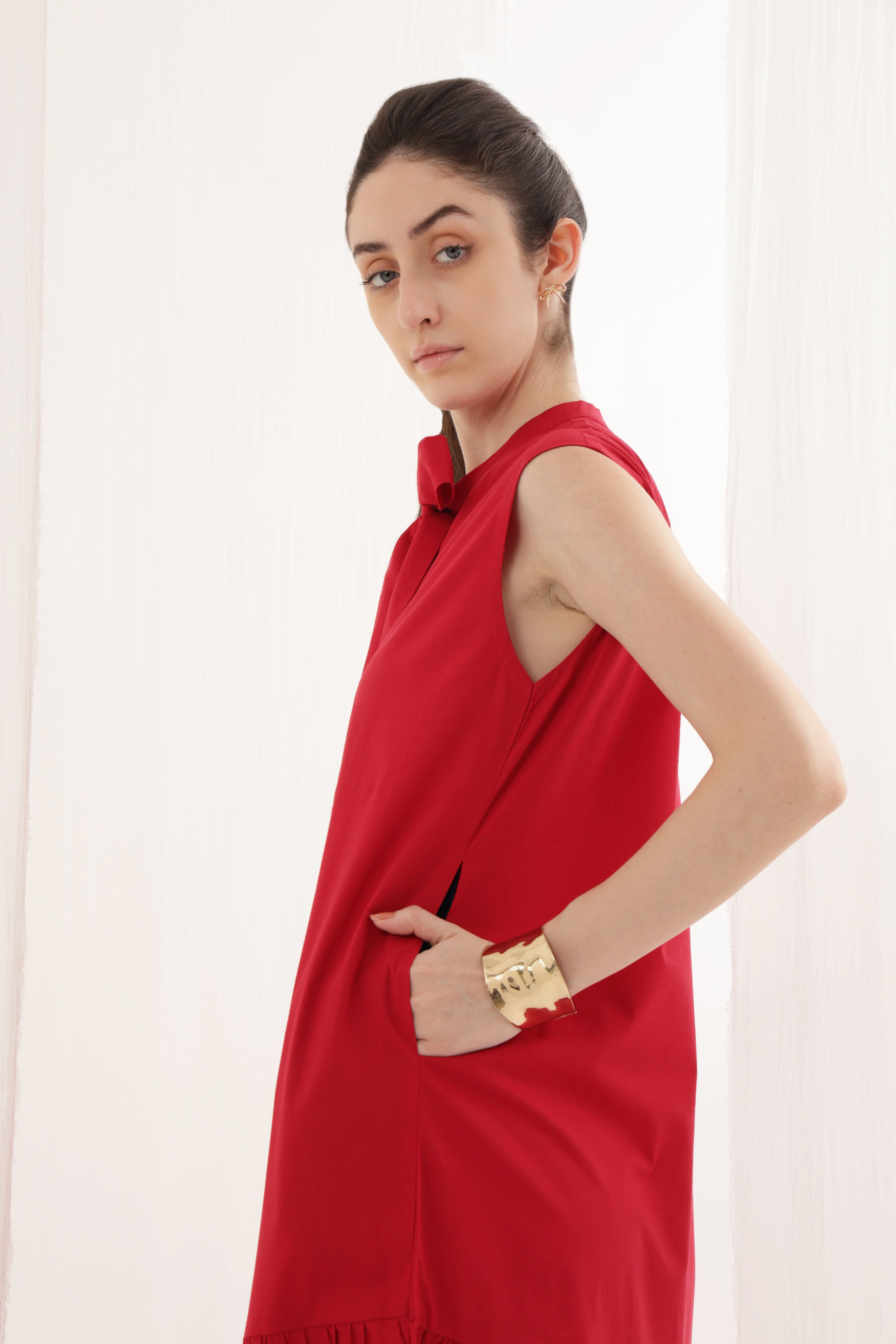 Red Ruffle Bow Dress