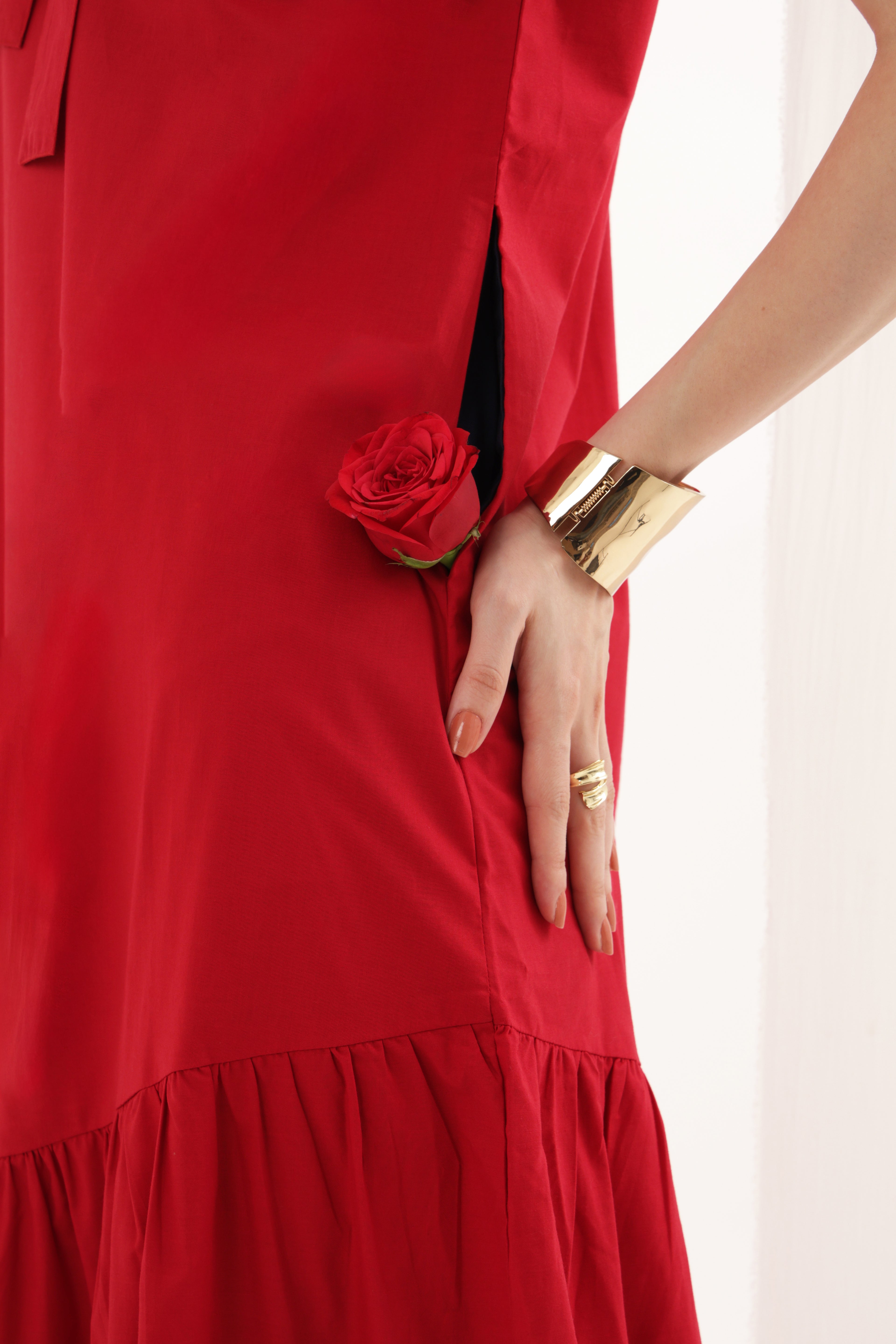 Red Ruffle Bow Dress