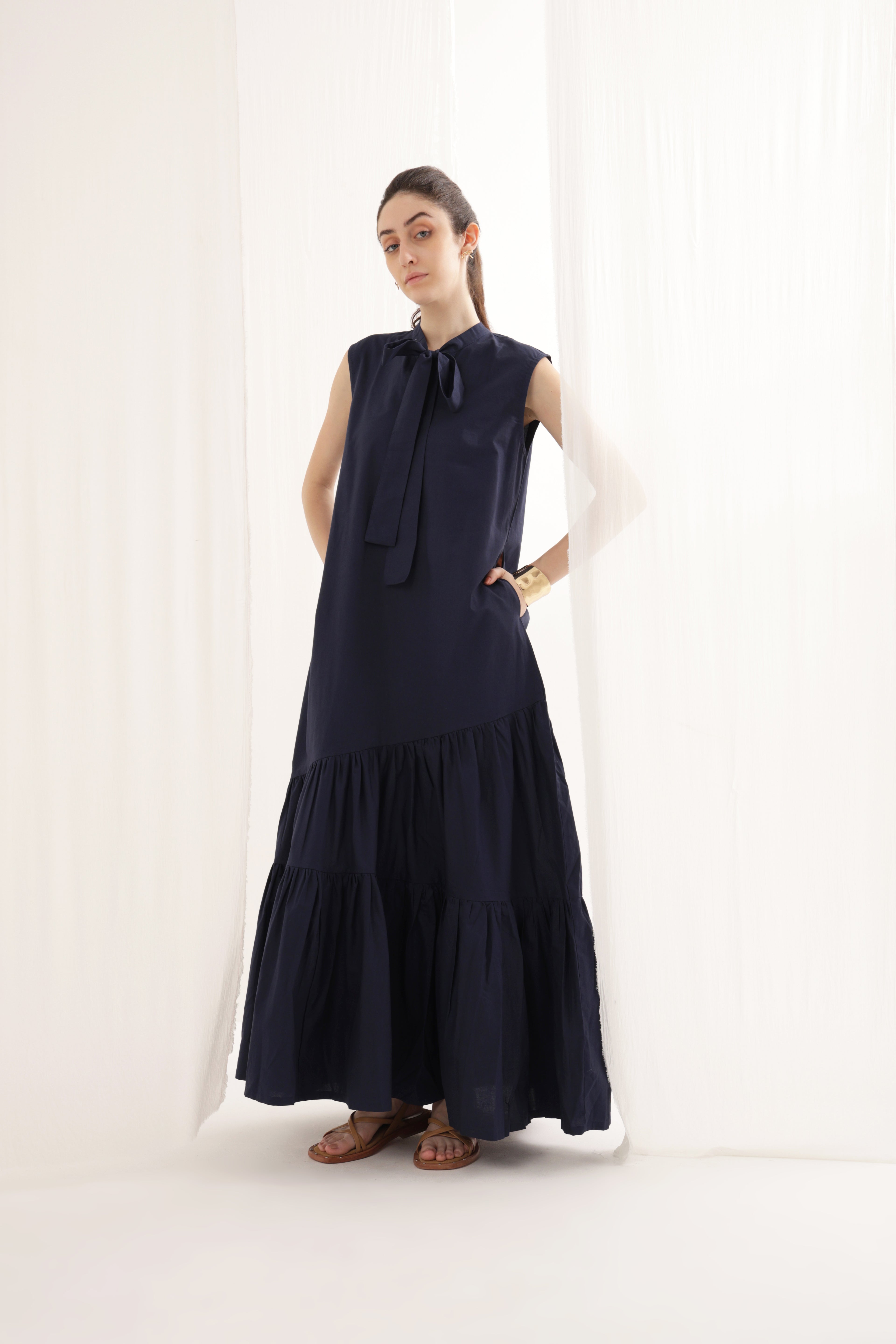Blue Ruffle Bow Dress