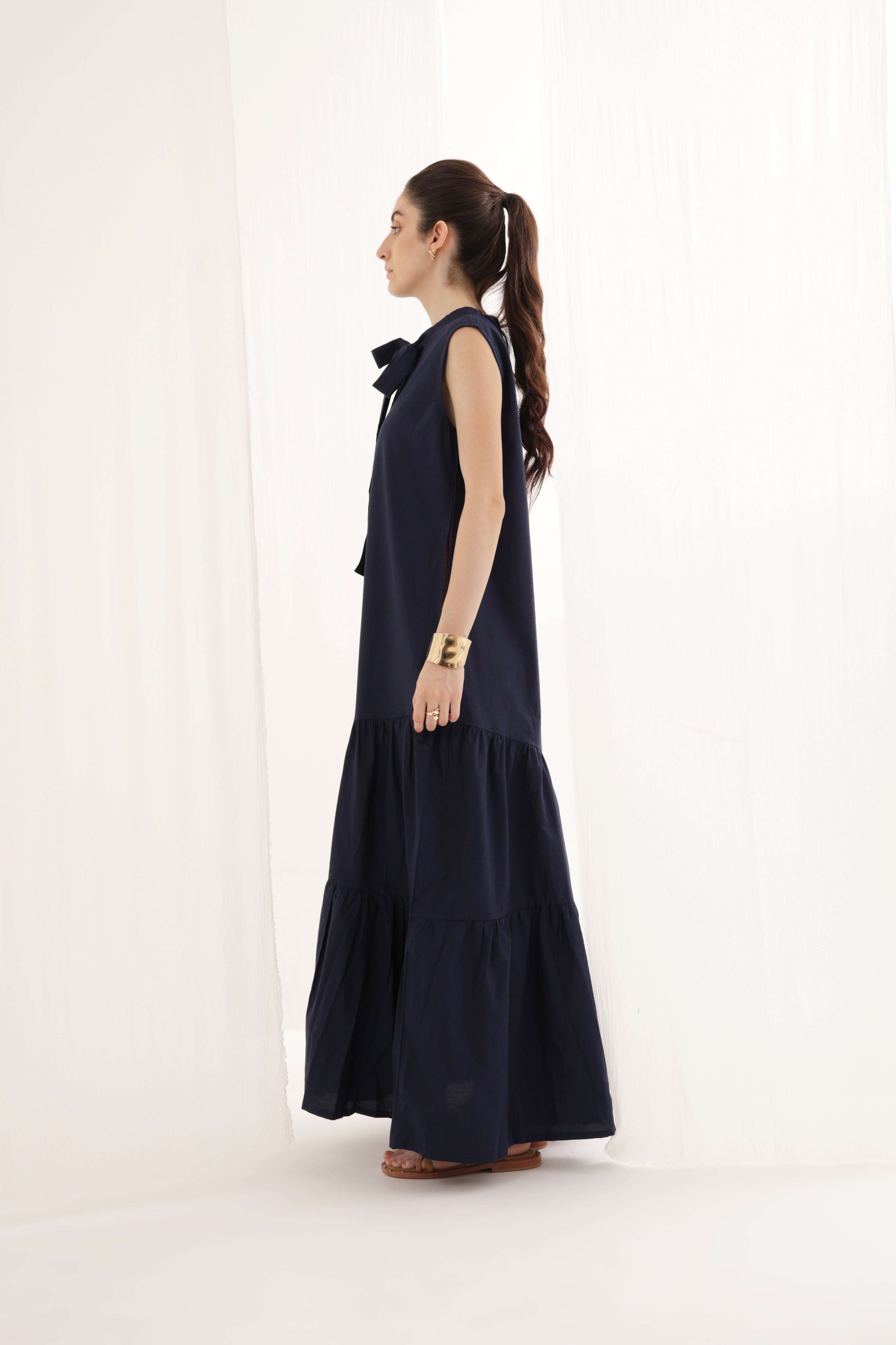 Blue Ruffle Bow Dress