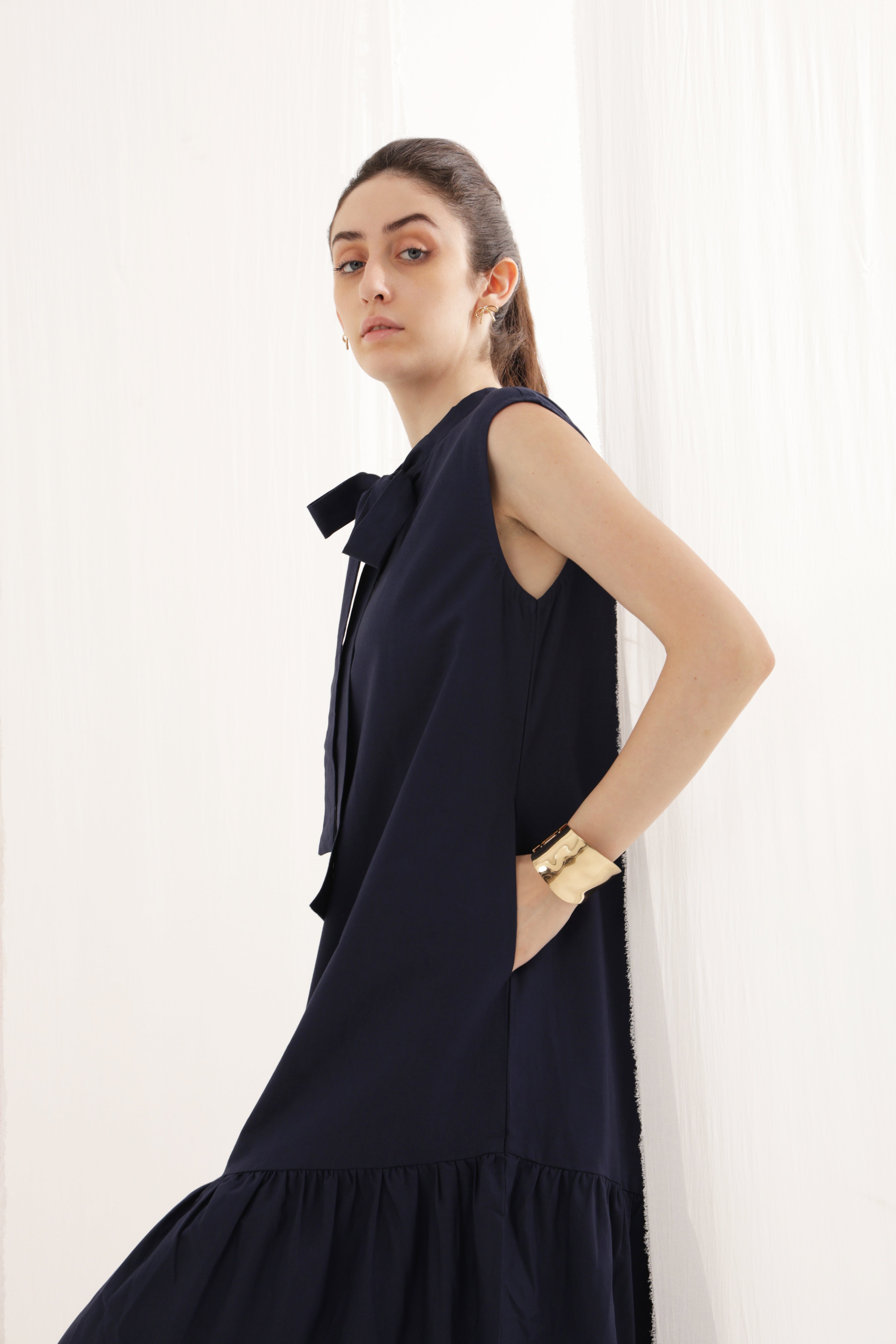 Blue Ruffle Bow Dress